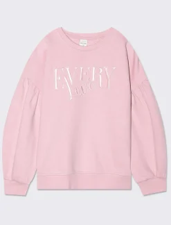 Piazza Italia Felpa manica lunga con lavorazione frontale del ricamo tono su tono - Rosa Clearance