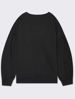 Piazza Italia Felpa manica lunga con lavorazione frontale del ricamo tono su tono - Nero Flash Sale