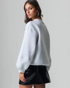 Piazza Italia Felpa manica lunga con stampa e vestibilità oversized - Grigio New