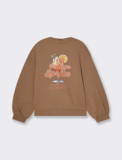 Piazza Italia Felpa manica lunga con stampa e vestibilità oversized - Cammello Beige Shop