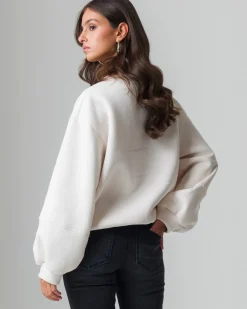 Piazza Italia Felpa manica lunga con stampa e vestibilità oversized - Bianco Outlet