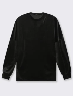 Piazza Italia Felpa manica lunga girocollo a coste - Nero Cheap