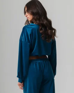 Piazza Italia Felpa manica lunga girocollo, taglio crop con elastico al fondo - Ottanio Verde New