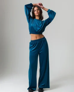 Piazza Italia Felpa manica lunga girocollo, taglio crop con elastico al fondo - Ottanio Verde New