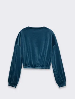 Piazza Italia Felpa manica lunga girocollo, taglio crop con elastico al fondo - Ottanio Verde New