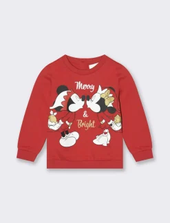 Piazza Italia Felpa natalizia con stampa Minnie ed elementi brillanti - Rosso Clearance