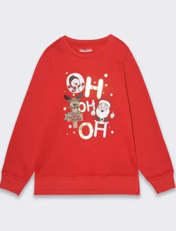 Piazza Italia Felpa natalizia da bambina con spacchetti al fondo e stampa colorata lucida - Rosso Best Sale