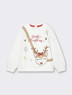 Piazza Italia Felpa natalizia da neonata - sporco Bianco Cheap