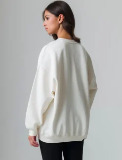 Piazza Italia Felpa oversize a girocollo con stampa frontale - Avorio Beige Fashion