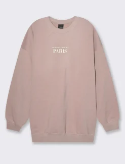 Piazza Italia Felpa oversize a girocollo con stampa frontale - antico Rosa New