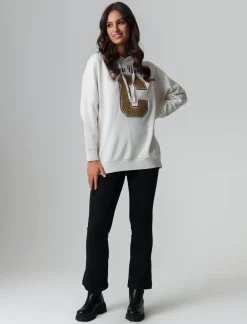 Piazza Italia Felpa oversize con cappuccio e stampa - Avorio Beige Best Sale