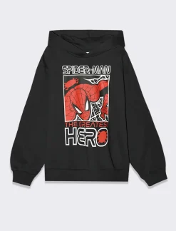 Piazza Italia Felpa spiderman con stampa frontale, fondo e polsi con costina - Nero Clearance