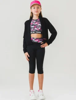 Piazza Italia Felpa sportiva da bambina con cappuccio nascosto - Nero Store