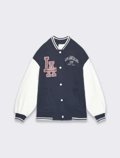 Piazza Italia Felpa varsity con maniche a contrasto e stampe modello college - Blu Shop