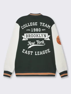 Piazza Italia Felpa varsity coordinata tasche a doppio filetto sui fianchi - scuro Verde Discount