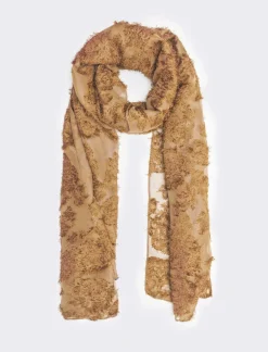 Piazza Italia Foulard da donna con fiori floccati - Beige 0 Outlet