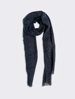 Piazza Italia Foulard da uomo effetto bottonato con frange - Blu Cheap