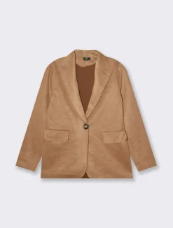 Piazza Italia Giacca con risvolto e manica a 3/4 da donna - Cammello Beige Store