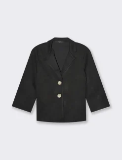 Piazza Italia Giacca cropped con bottoni e maniche a 3/4 - Nero Shop