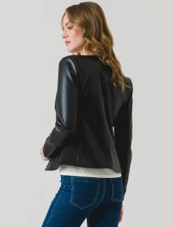 Piazza Italia Giacca in semilpelle con clips - Nero Online