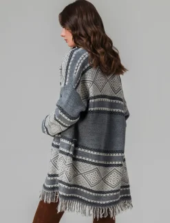 Piazza Italia Giacca lunga in maglia jacquard - Grigio Best Sale