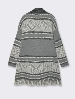 Piazza Italia Giacca lunga in maglia jacquard - Grigio Best Sale