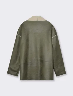 Piazza Italia Giacca taglio vivo effetto montone manica a T - Ve.milit. Verde Hot