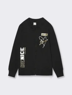 Piazza Italia Giacchina in felpa di cotone con zip frontale con stampa dettaglio lucido - Nero Shop