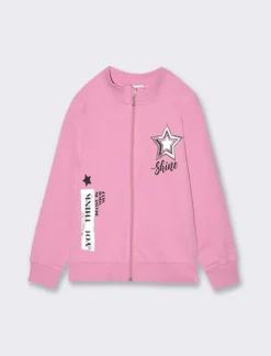 Piazza Italia Giacchina in felpa di cotone con zip frontale con stampa dettaglio lucido - Rosa Shop