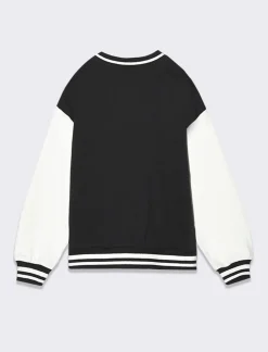 Piazza Italia Giacchina modello teddy in felpa di cotone stile collage e maniche in contrasto - Nero New