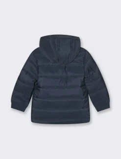 Piazza Italia Giaccone basico trapuntato, con cappuccio e applicazione in stampa gommata - Blu New