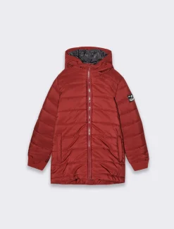 Piazza Italia Giaccone con cappuccio e fodera fantasia - Bordeaux Rosso Discount