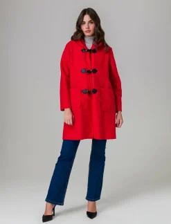 Piazza Italia Giaccone con cappuccio e chiusura con alamari - Rosso Cheap