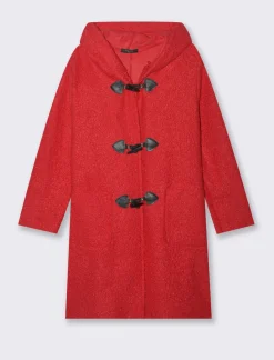 Piazza Italia Giaccone con cappuccio e chiusura con alamari - Rosso Cheap