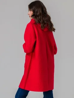 Piazza Italia Giaccone con cappuccio e chiusura con alamari - Rosso Cheap