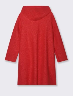 Piazza Italia Giaccone con cappuccio e chiusura con alamari - Rosso Cheap