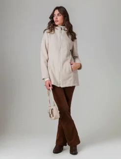 Piazza Italia Giaccone con zip in tessuto boucle - Avorio Beige Cheap