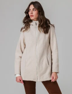 Piazza Italia Giaccone con zip in tessuto boucle - Avorio Beige Cheap