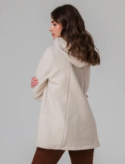 Piazza Italia Giaccone con zip in tessuto boucle - Avorio Beige Cheap