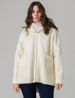 Piazza Italia Giaccone con zip in tessuto misto boucle - Bianco panna Best