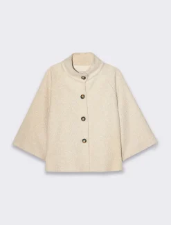 Piazza Italia Giaccone corto a collo alto e manica reglan - Avorio Beige Discount