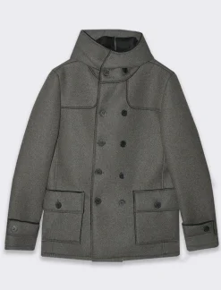 Piazza Italia Giaccone doppio petto con cappuccio - Grigio Cheap