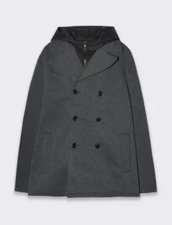 Piazza Italia Giaccone doppiopetto realizzato in tessuto a maglia - Antracite melange Best