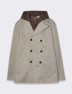 Piazza Italia Giaccone doppiopetto realizzato in tessuto a maglia - Beige Store