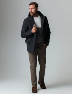 Piazza Italia Giaccone doppiopetto realizzato in tessuto doppiato con cappuccio - antracite Grigio Shop