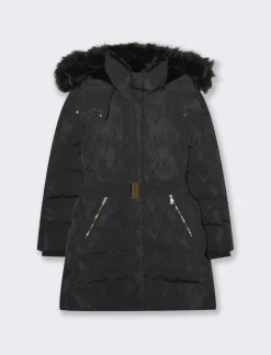 Piazza Italia Giaccone imbottito con cappuccio e cintura elastica in vita - Nero Clearance