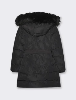 Piazza Italia Giaccone imbottito con cappuccio e cintura elastica in vita - Nero Clearance