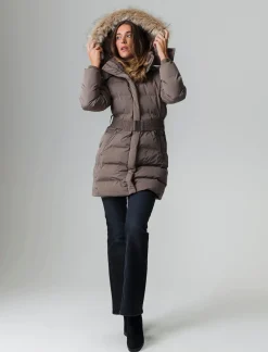 Piazza Italia Giaccone imbottito con cappuccio e cintura elastica in vita - tortora Grigio Online