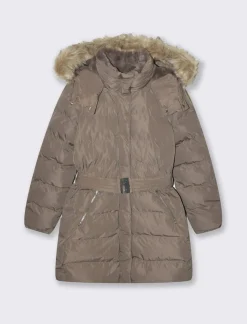 Piazza Italia Giaccone imbottito con cappuccio e cintura elastica in vita - tortora Grigio Online