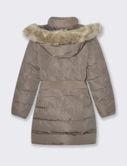 Piazza Italia Giaccone imbottito con cappuccio e cintura elastica in vita - tortora Grigio Online